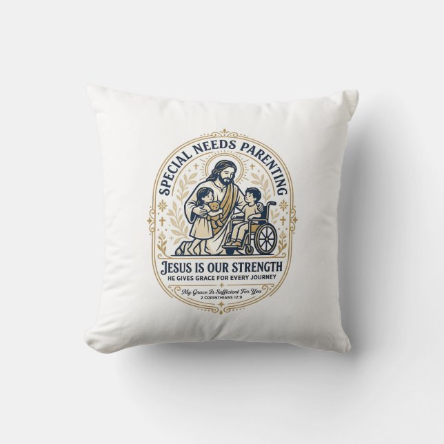 Jesus Special Needs Parenting Shirt Faith Based De Cushion (Front)