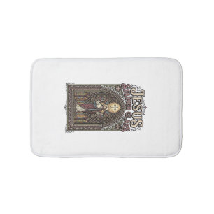 Jesus Stained Glass Jesus Stained Glass Cathedral Bath Mat