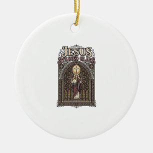Jesus Stained Glass Jesus Stained Glass Cathedral Ceramic Tree Decoration