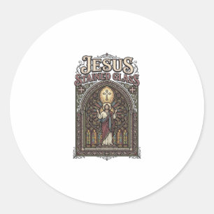 Jesus Stained Glass Jesus Stained Glass Cathedral Classic Round Sticker