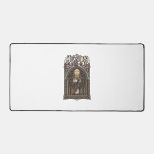 Jesus Stained Glass Jesus Stained Glass Cathedral Desk Mat