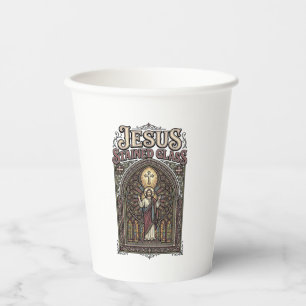 Jesus Stained Glass Jesus Stained Glass Cathedral  Paper Cups