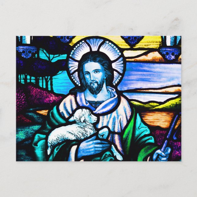 Jesus Stained Glass Postcard (Front)