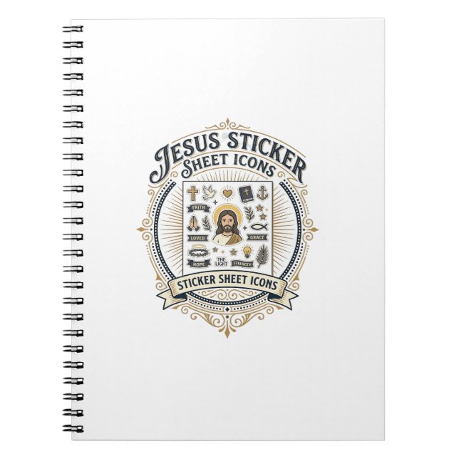 Jesus Sticker Sheet Icons Jesus Sticker Sheet Icon Notebook (Front)