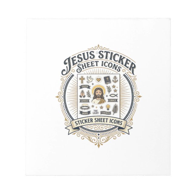 Jesus Sticker Sheet Icons Jesus Sticker Sheet Icon Notepad (Front)