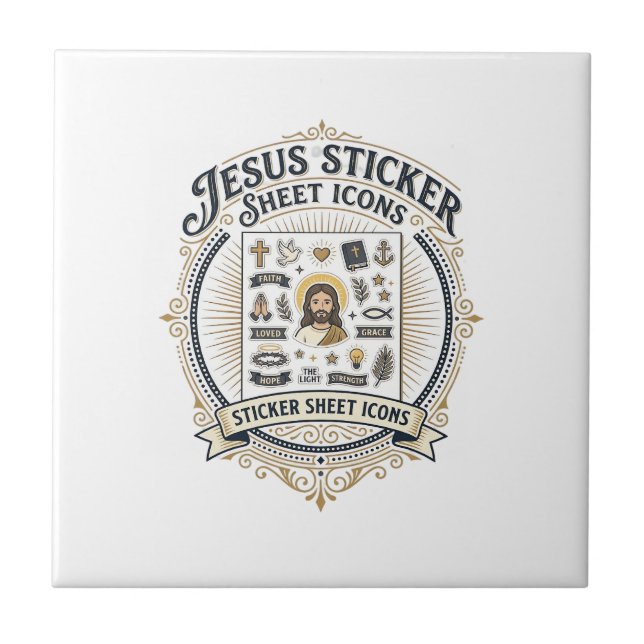 Jesus Sticker Sheet Icons Jesus Sticker Sheet Icon Tile (Front)