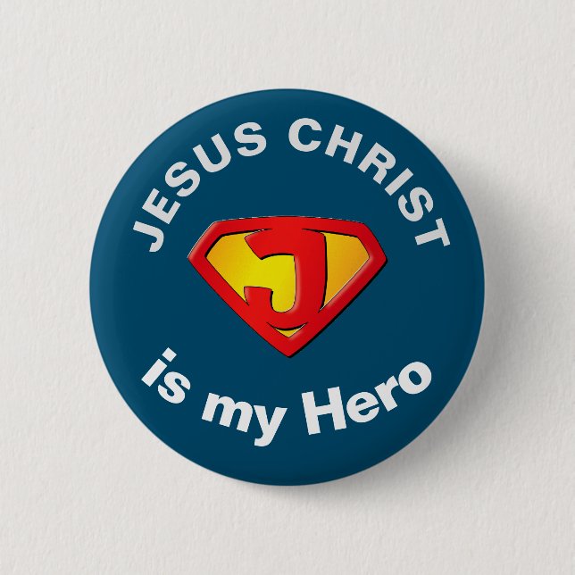 Jesus Super Hero Christian Button (Front)