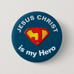 Jesus Super Hero Christian Button