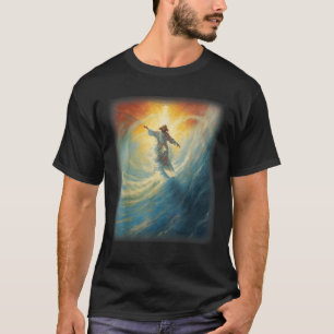 Jesus Surfer Heaven Wave Surfing Christian Surf Be T-Shirt