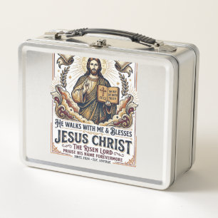 Jesus Surfing T-Shirt Inspirational Faith Metal Lunch Box