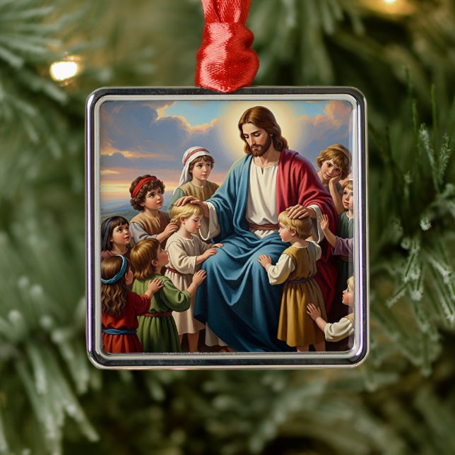 Jesus Surrounded by Children Metal Tree Decoration (Tree)