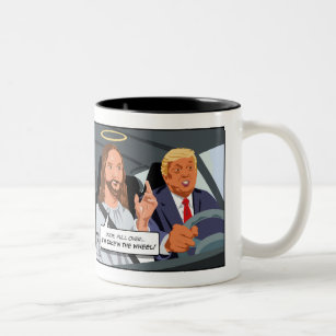 Jesus Take the Wheel (From Trump!) Two-Tone Coffee Mug