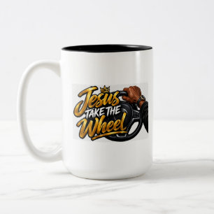 Jesus take the wheel Two-Tone coffee mug