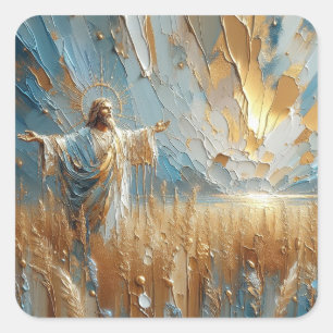 Jesus Talking Father - Jesus Series Art Collection Square Sticker