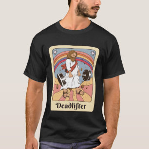 Jesus Tarot Card  Gym Deadlifts Workout Retro T-Shirt