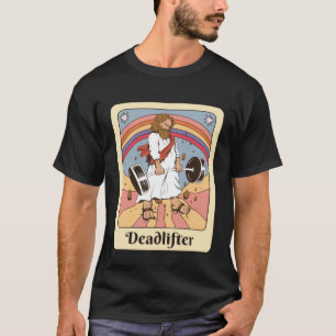Jesus Tarot Card  Gym Deadlifts Workout Retro T-Shirt