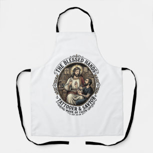 Jesus Tattoo Artist Studio T-Shirt Inspirational F Apron
