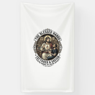 Jesus Tattoo Artist Studio T-Shirt Inspirational F Banner