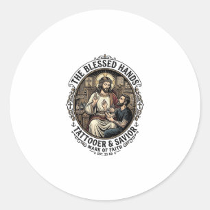 Jesus Tattoo Artist Studio T-Shirt Inspirational F Classic Round Sticker
