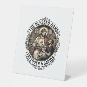 Jesus Tattoo Artist Studio T-Shirt Inspirational F Pedestal Sign