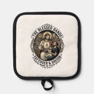 Jesus Tattoo Artist Studio T-Shirt Inspirational F Pot Holder