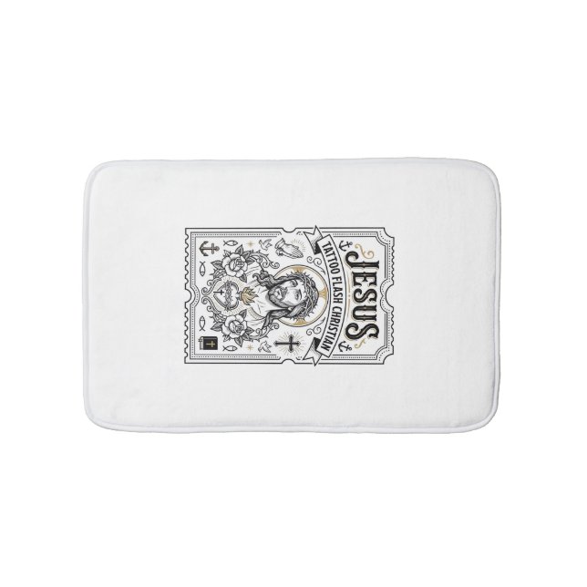 Jesus Tattoo Flash Christian Jesus Tattoo Flash Ch Bath Mat (Front)
