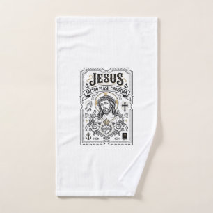 Jesus Tattoo Flash Christian Jesus Tattoo Flash Ch Hand Towel