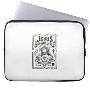 Jesus Tattoo Flash Christian Jesus Tattoo Flash Ch Laptop Sleeve