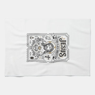 Jesus Tattoo Flash Christian Jesus Tattoo Flash Ch Tea Towel