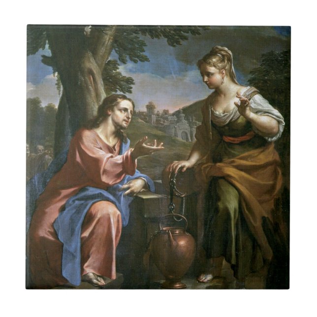 Jesus Teaches Samaritan Woman Tile (Front)