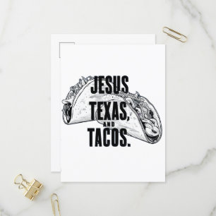 Jesus Texas and Tacos Funny Food Cinco De Mayo Invitation Postcard