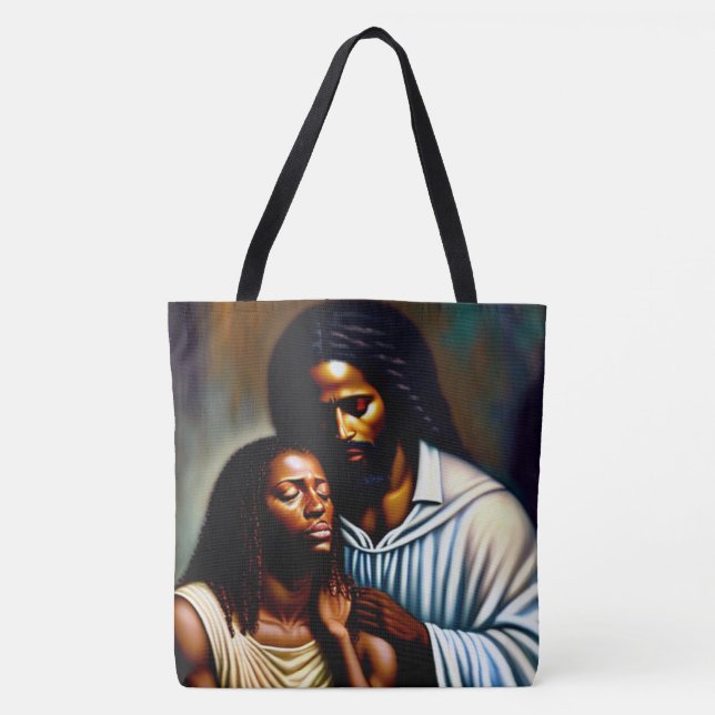Jesus the Comforter Christian Art Tote Bag (Front)