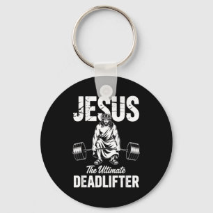 Jesus The Deadlifter Funny Christian Gym Pun  Key Ring
