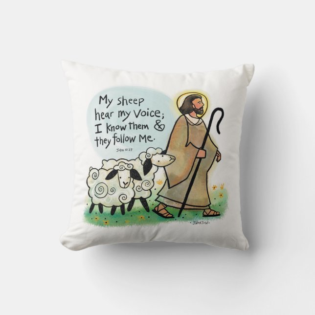 Jesus the Good Shepherd customisable pillow (Front)
