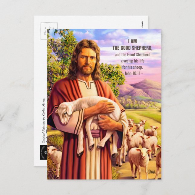 Jesus The Good Shepherd Painting Easter Postcards (Front/Back)