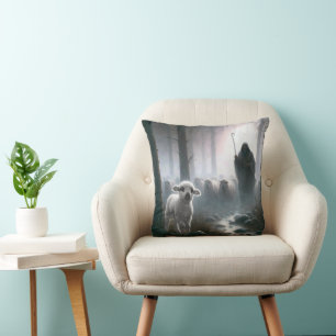 Jesus the Good Shepherd Rescuing a Lost Lamb Cushion