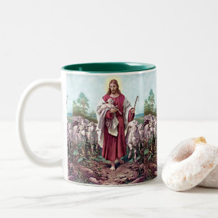 Jesus, The Good Shepherd  Two-Tone Coffee Mug