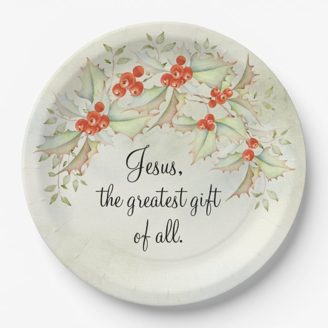 JESUS The Greatest Gift of All John 3:16 Christmas Paper Plate (Front)