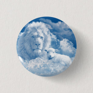 JESUS THE LAMB AND JESUS THE LION 3 CM ROUND BADGE