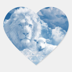 JESUS THE LAMB AND JESUS THE LION HEART STICKER