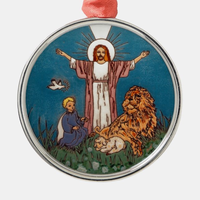 Jesus the Lion and the Lamb Metal Tree Decoration (Front)