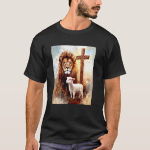 Jesus the Lion Lamb the Cross  Catholic Christian  T-Shirt