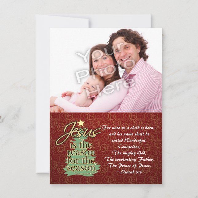 Jesus the Reason Christian Christmas Photo Card (Front)