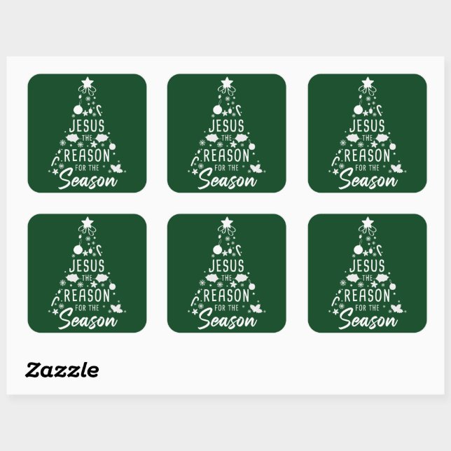 Jesus The Reason For The Season – Christmas Faith  Square Sticker (Sheet)