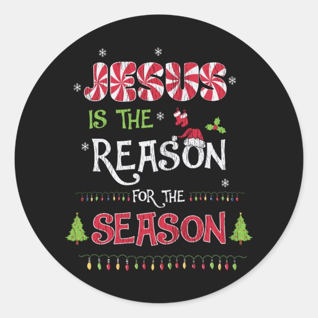 Jesus The Reason The Season Christian Christmas Classic Round Sticker (Front)