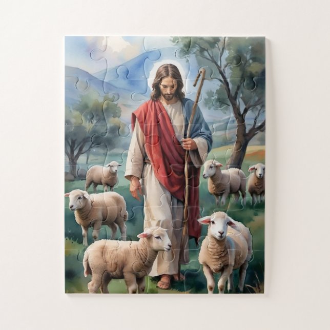 Jesus the shepherd jigsaw puzzle (Vertical)