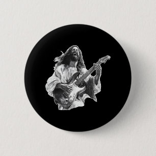 Jesus The Solid Rock Playing Electric Guitar And L 6 Cm Round Badge