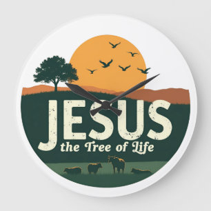 Jesus: The tree of life Large Clock