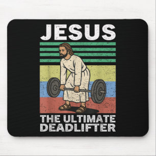 Jesus The Ultimate Deadlifter Christian Cross God  Mouse Pad