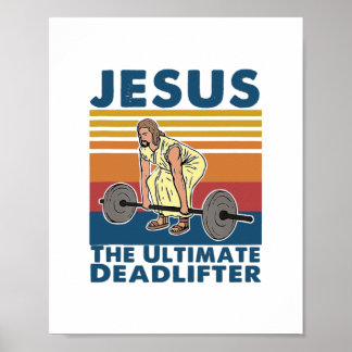 Jesus The Ultimate Deadlifter Fitness Vintage Poster